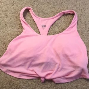 Alo Macaron Pink Knot Bra